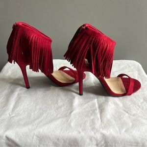 Wild DIVA Lounge Red Fringe Heels